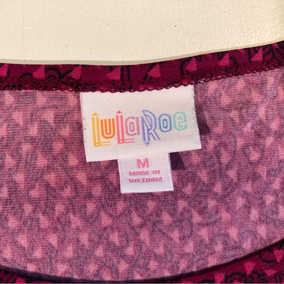 Lularoe Woman’s Medium Tee T Shirt Burgundy Pink Paisley Floral High Low - Picture 7 of 12